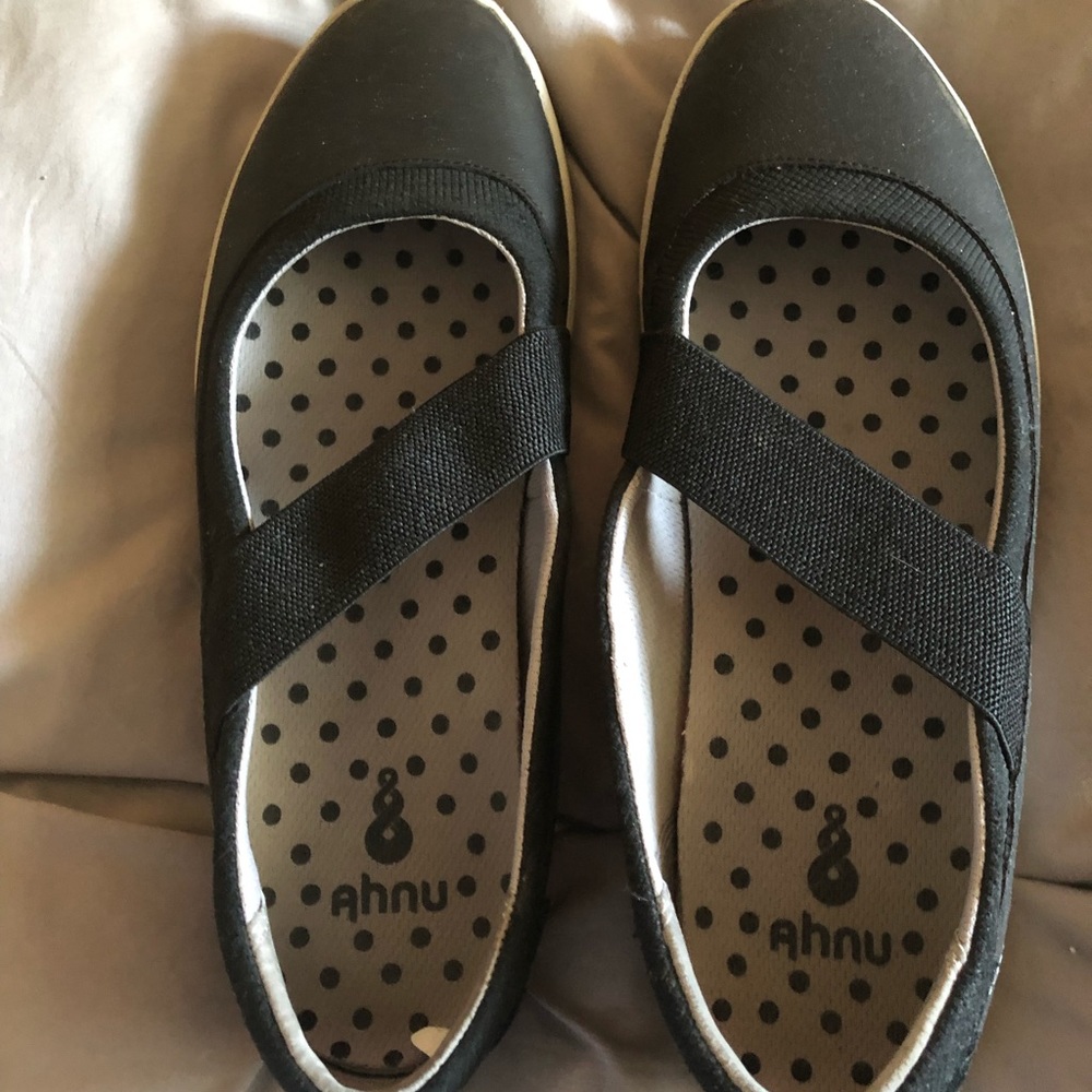 Ahnu black slip on shoes